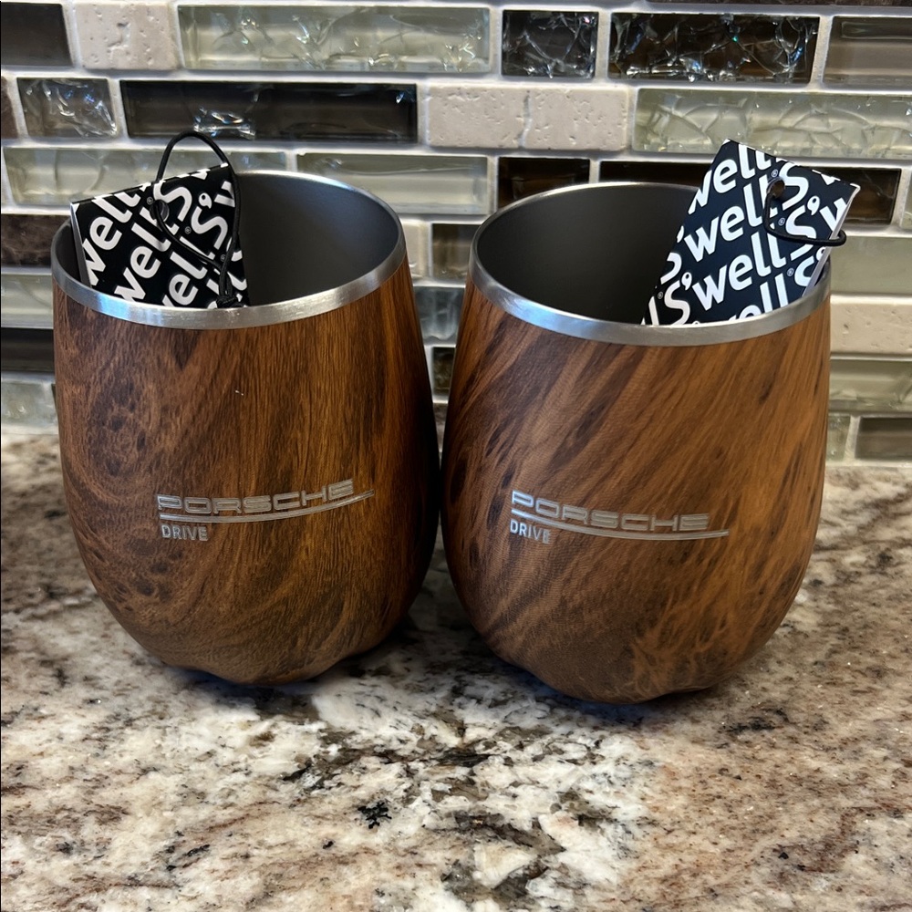 Porsche Wooden 9oz Tumblers- NWT